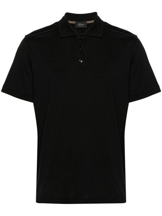 Black Short Sleeved Cotton Polo Shirt