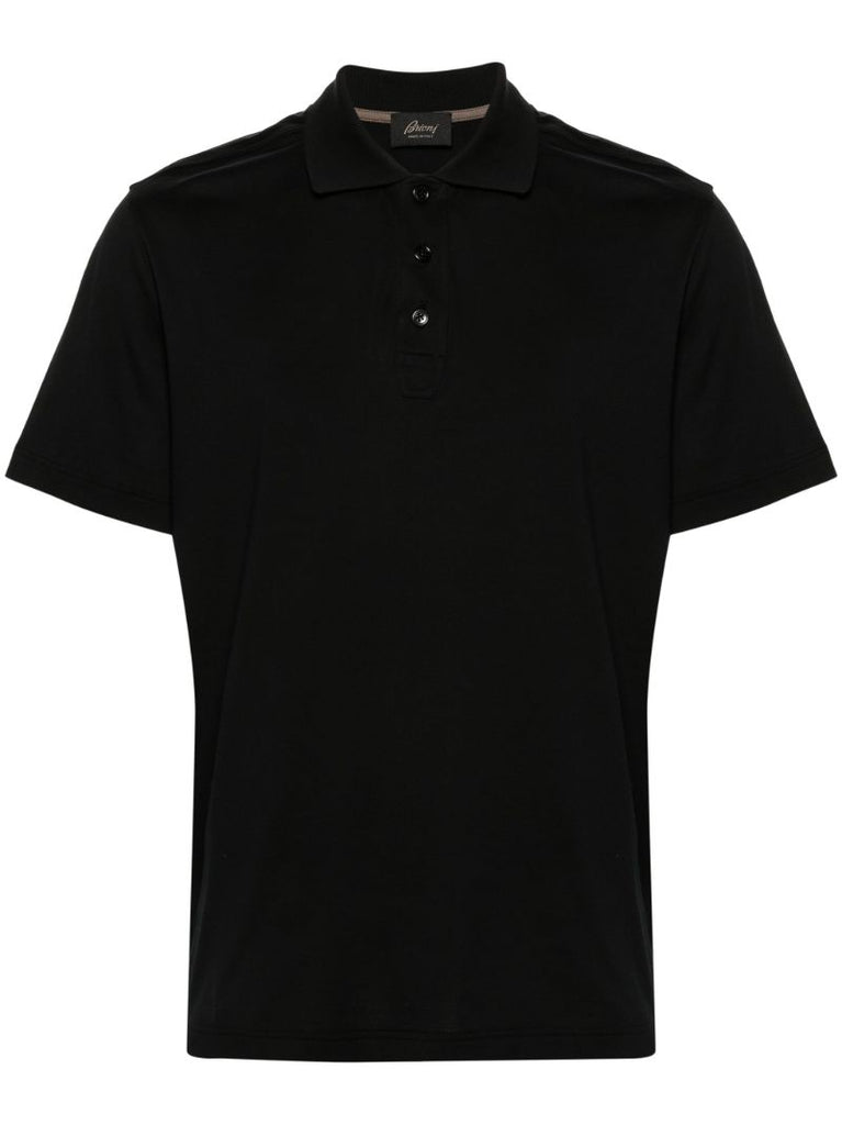 Black Short Sleeved Cotton Polo Shirt
