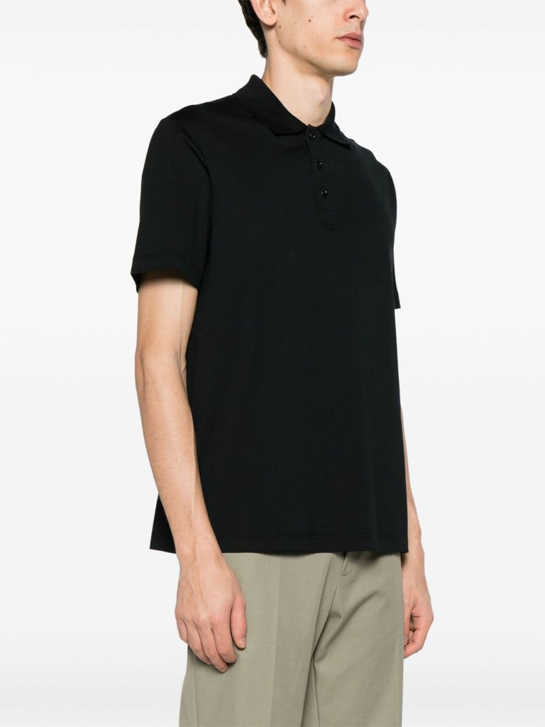 Black Short Sleeved Cotton Polo Shirt