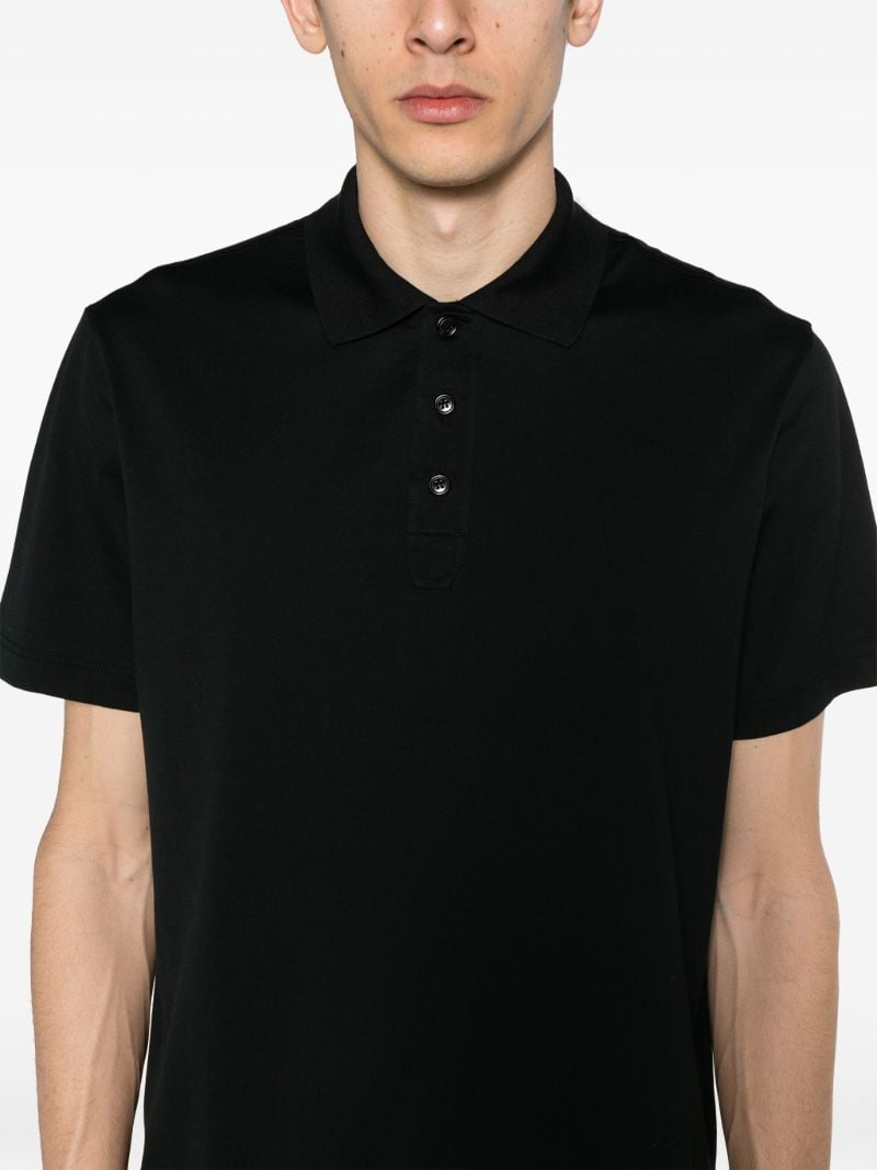 Black Short Sleeved Cotton Polo Shirt