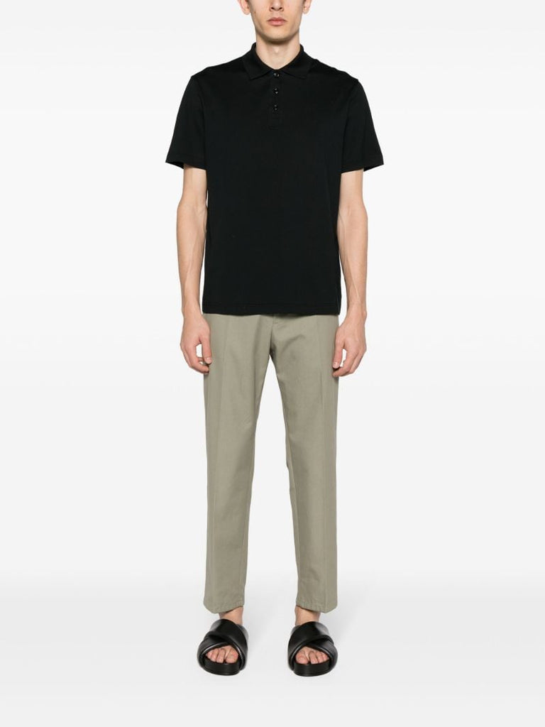 Black Short Sleeved Cotton Polo Shirt