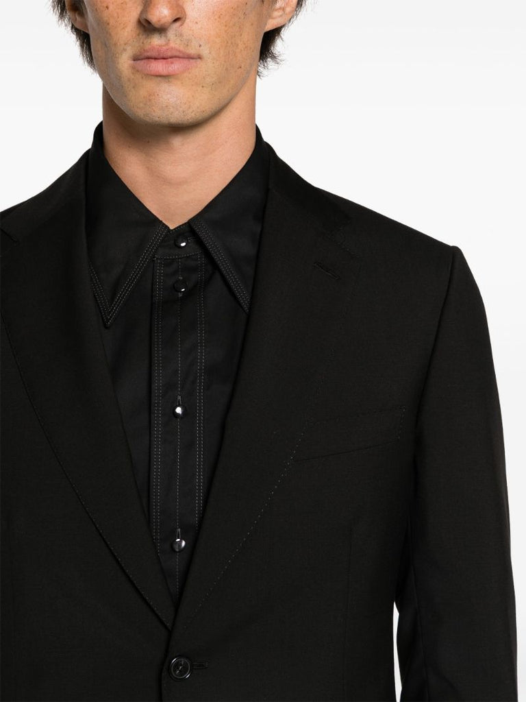 Black Single Breasted Wool Suit
