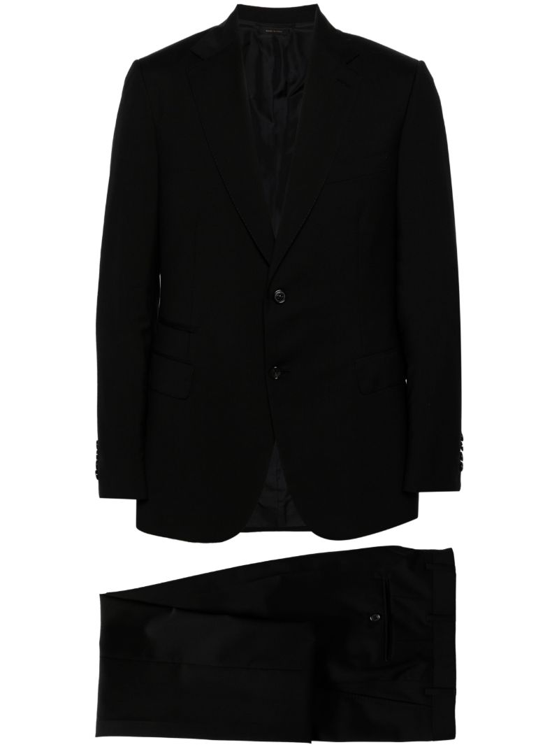 Black Single Breasted Wool Suit