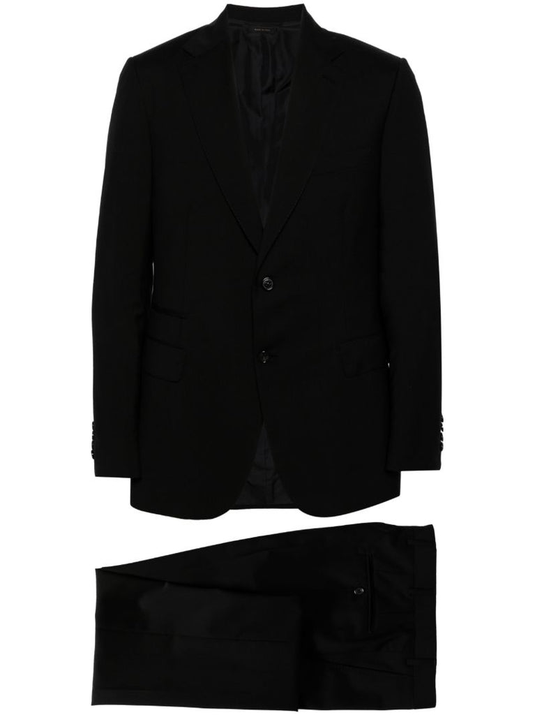 Black Single Breasted Wool Suit