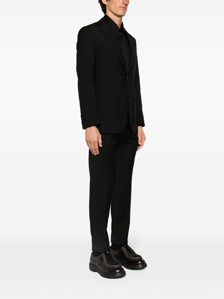 Black Single Breasted Wool Suit