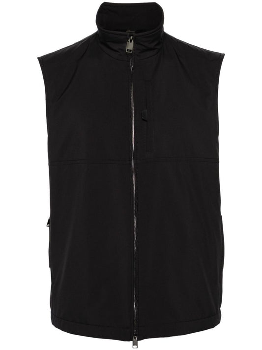 Blue Zip Up Cotton Gilet