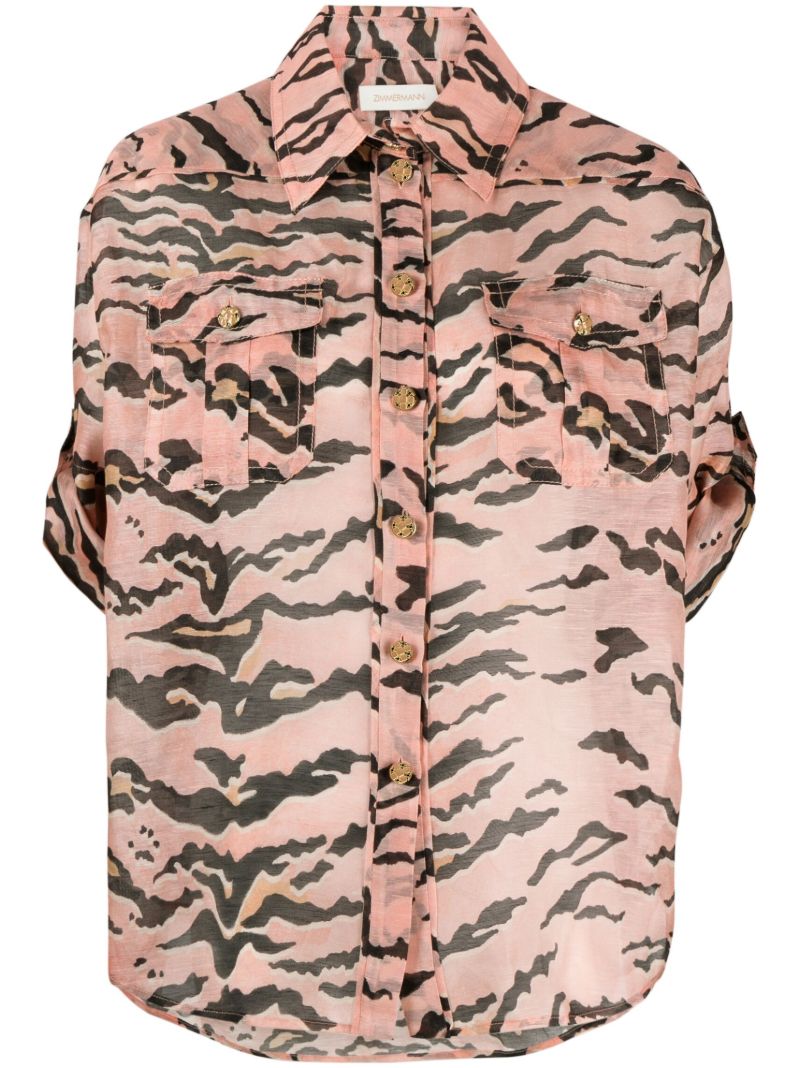 Pink Matchmaker Safari Tiger-print Organza Shirt