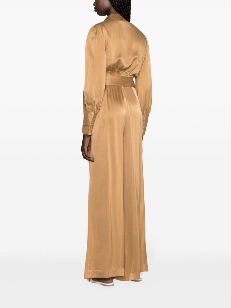 Brown Wide-leg Silk Trousers