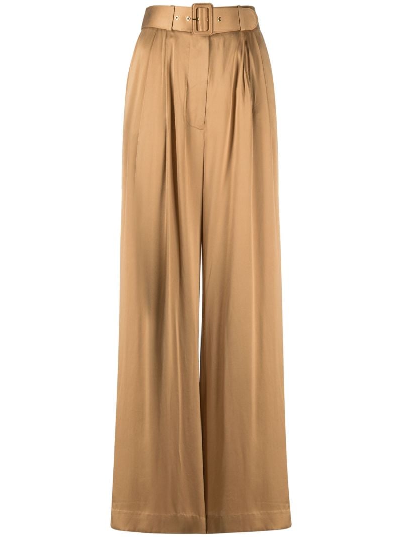 Brown Wide-leg Silk Trousers
