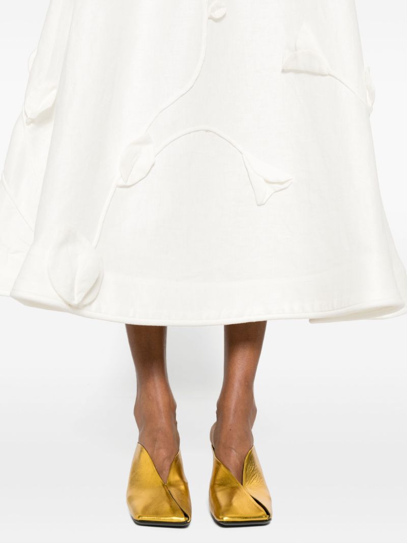 White Matchmaker Rose AppliquÃ_x0083_Â© Midi Skirt