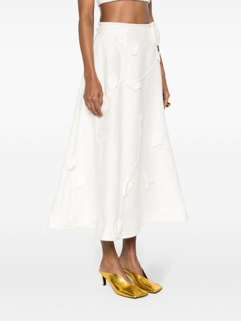 White Matchmaker Rose AppliquÃ_x0083_Â© Midi Skirt