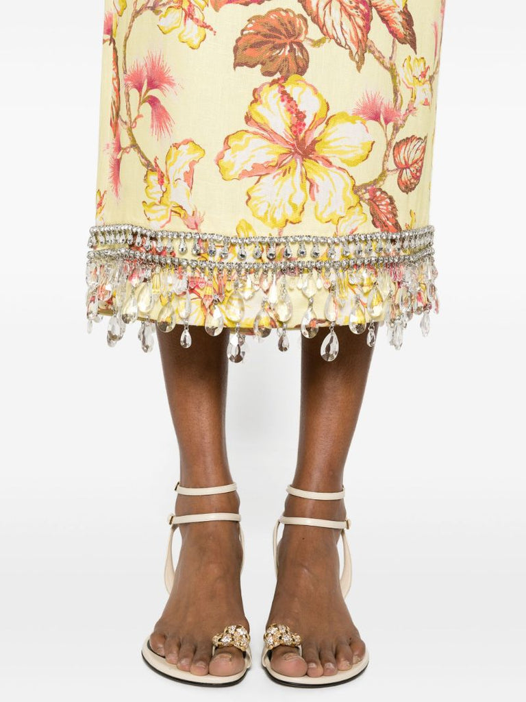 Yellow Matchmaker Diamante Midi Skirt