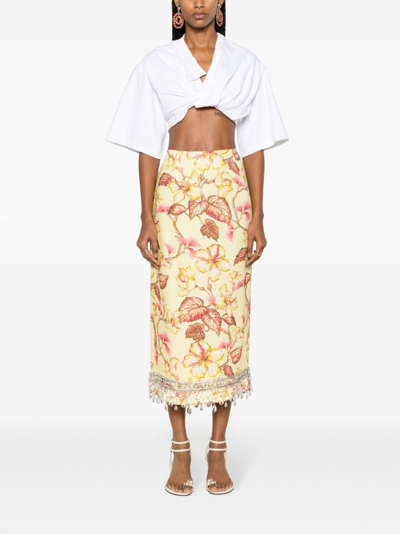 Yellow Matchmaker Diamante Midi Skirt