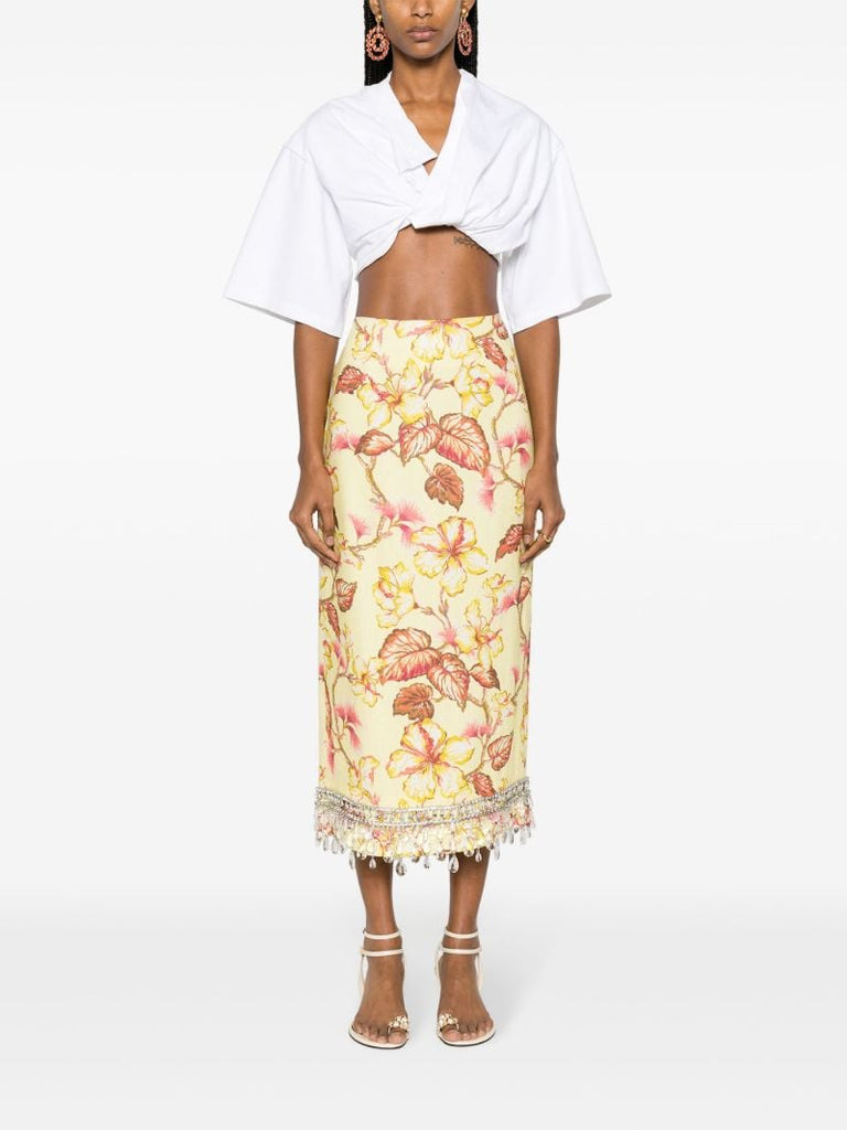 Yellow Matchmaker Diamante Midi Skirt