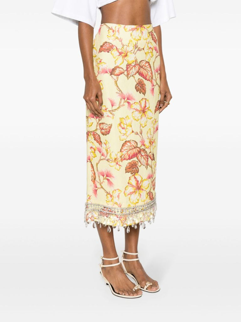 Yellow Matchmaker Diamante Midi Skirt