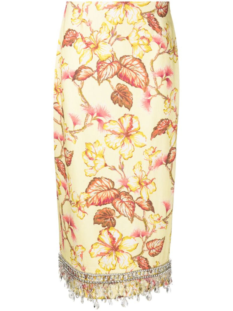 Yellow Matchmaker Diamante Midi Skirt