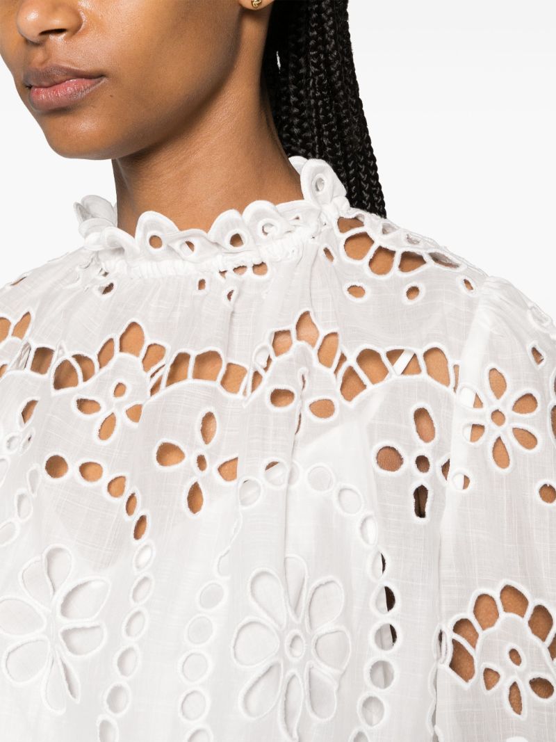 White Lexi Embroidered Cotton Blouse