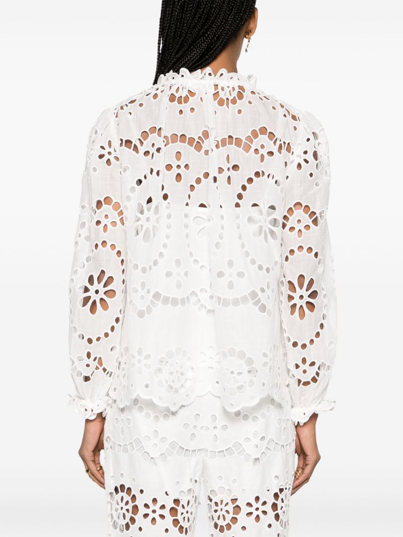White Lexi Embroidered Cotton Blouse