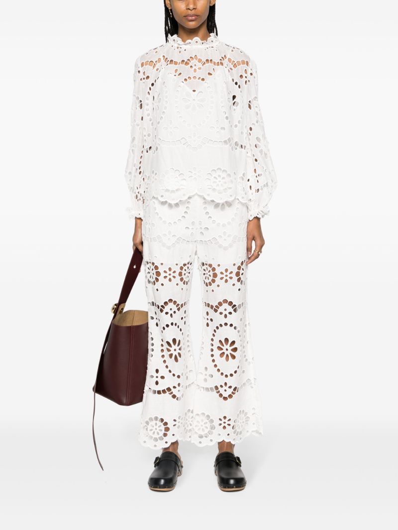 White Lexi Embroidered Cotton Blouse