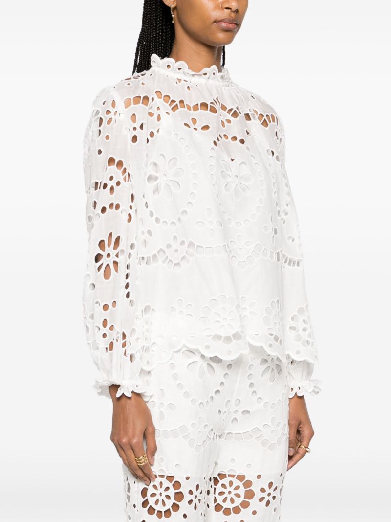White Lexi Embroidered Cotton Blouse