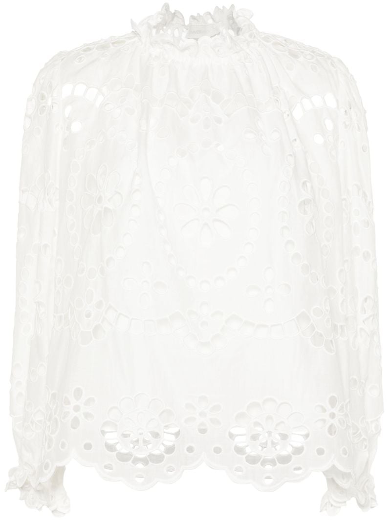 White Lexi Embroidered Cotton Blouse