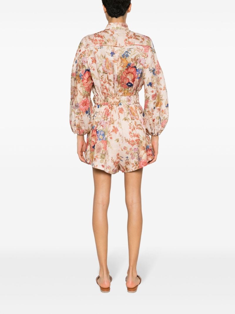 Neutral August Floral Linen Playsuit