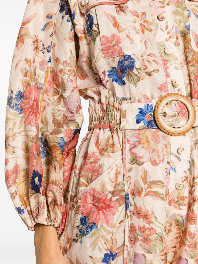 Neutral August Floral Linen Playsuit