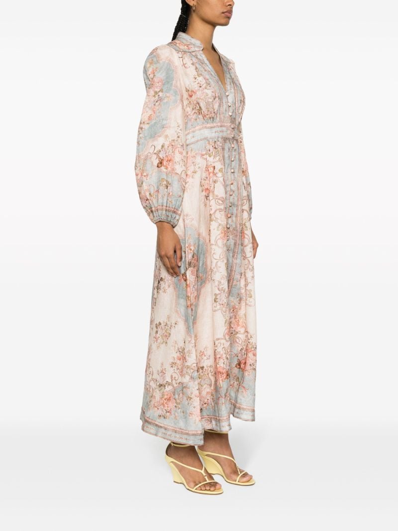 Pink August Plunge Floral-print Midi Dress
