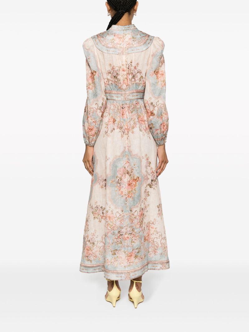 Pink August Plunge Floral-print Midi Dress