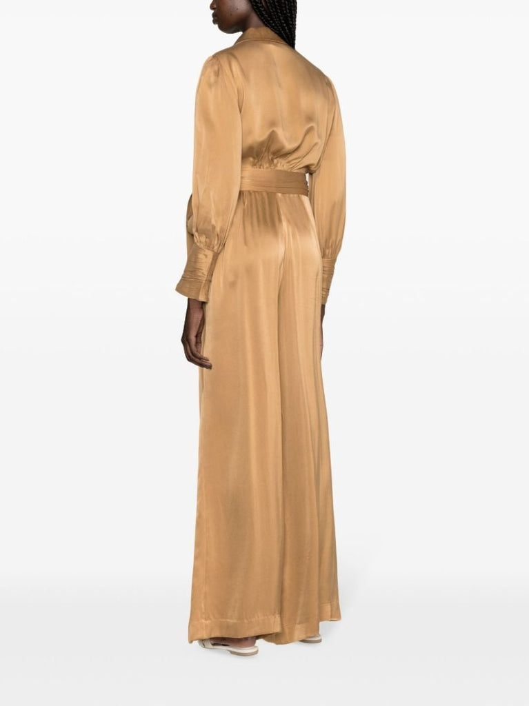 Brown Wrap Silk Cropped Blouse