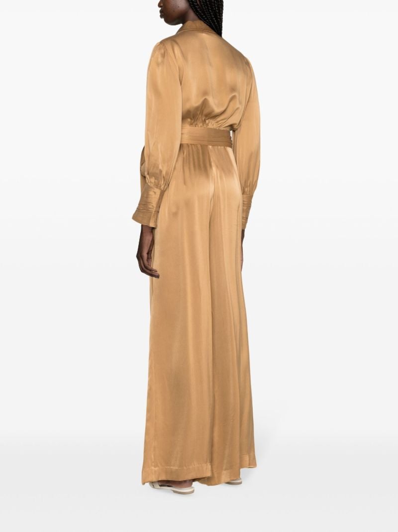 Brown Wrap Silk Cropped Blouse