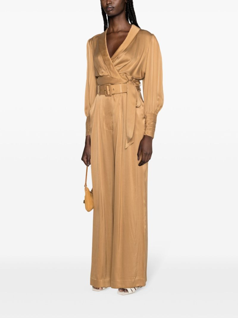 Brown Wrap Silk Cropped Blouse