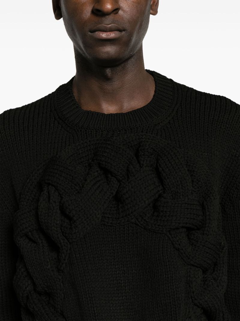 Black Cable-knit Crew-neck Sweater