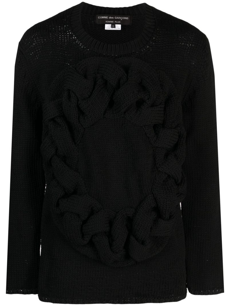 Black Cable-knit Crew-neck Sweater