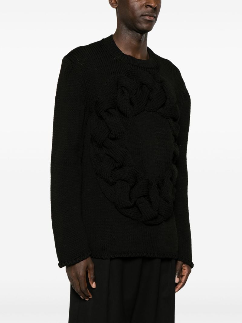 Black Cable-knit Crew-neck Sweater