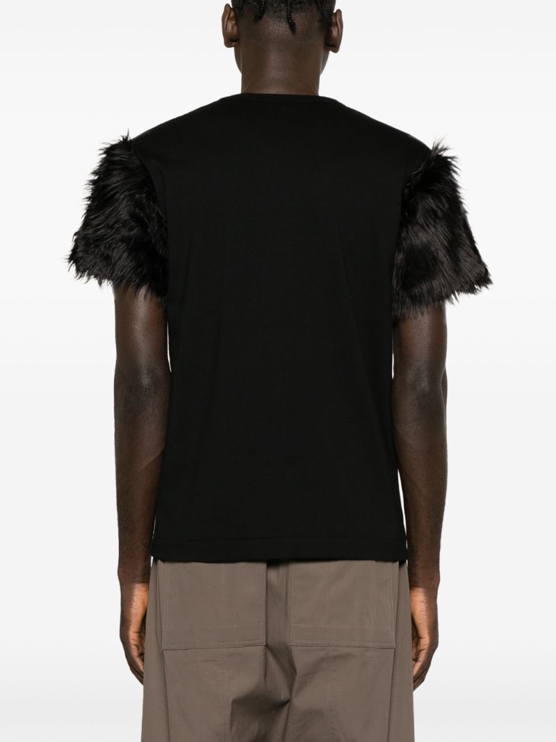 Black Faux-fur Sleeve T-shirt