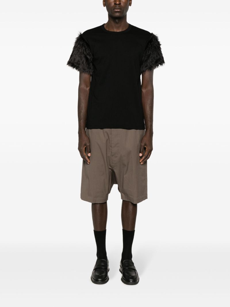 Black Faux-fur Sleeve T-shirt