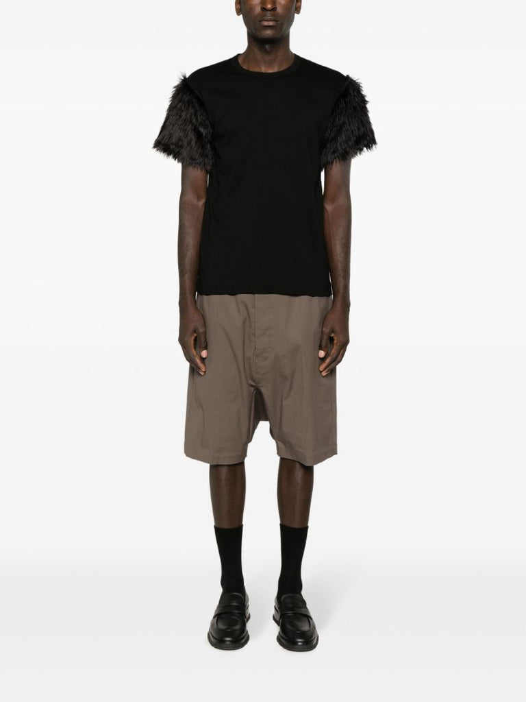 Black Faux-fur Sleeve T-shirt