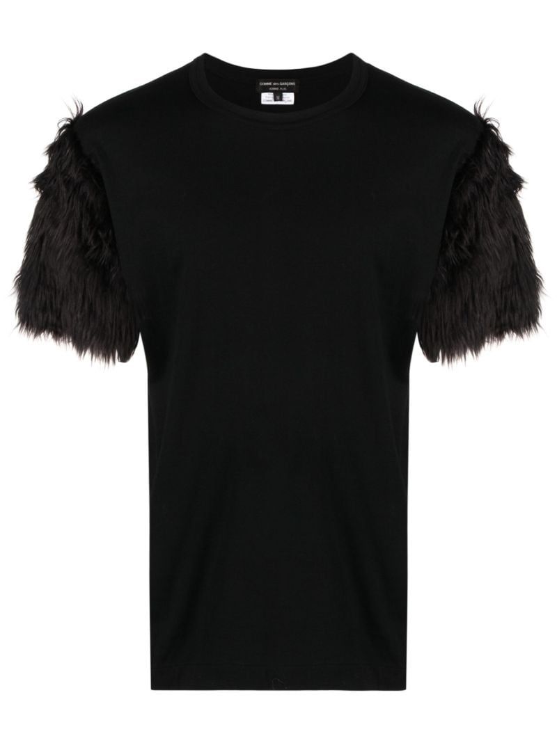 Black Faux-fur Sleeve T-shirt