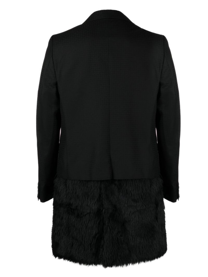 Black Faux-fur Trim Single-breasted Coat