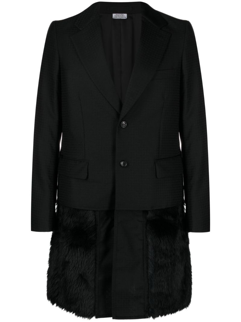 Black Faux-fur Trim Single-breasted Coat