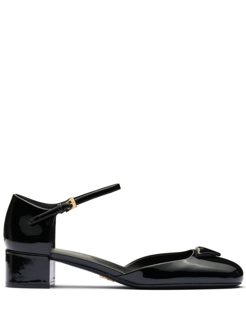 Black Triangle-logo 35 Leather Ballet Pumps