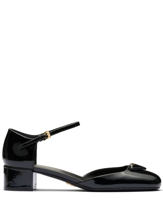 Black Triangle-logo 35 Leather Ballet Pumps