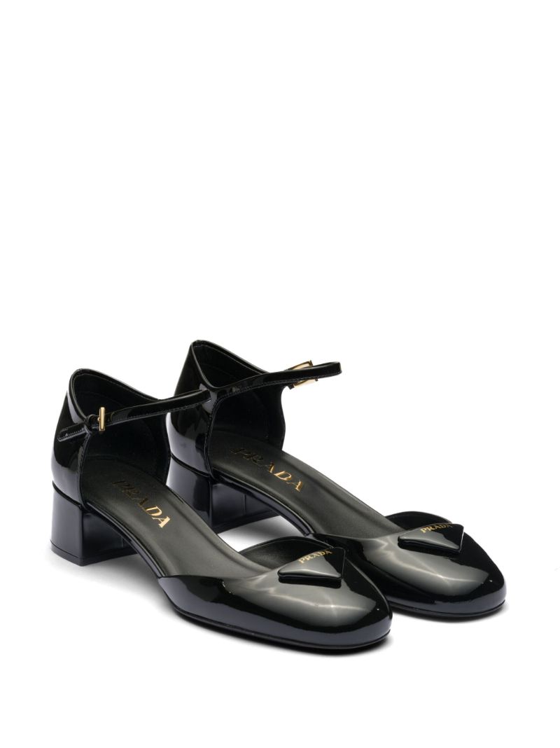 Black Triangle-logo 35 Leather Ballet Pumps