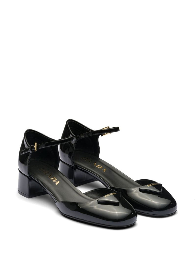 Black Triangle-logo 35 Leather Ballet Pumps
