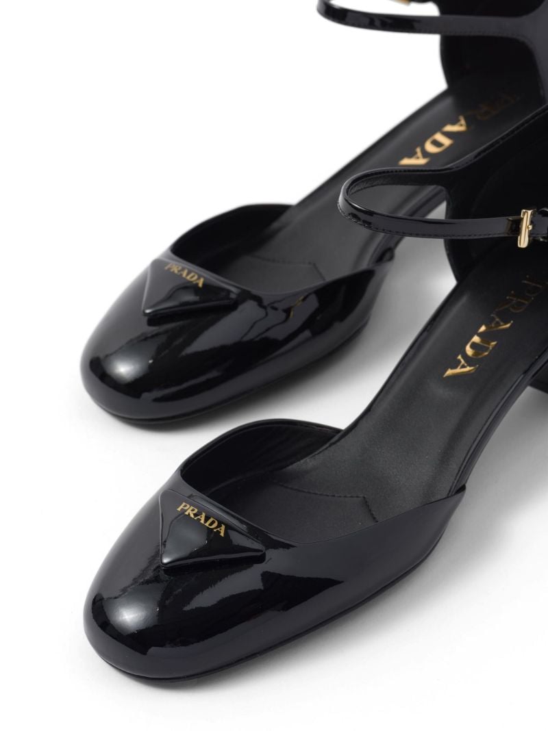 Black Triangle-logo 35 Leather Ballet Pumps