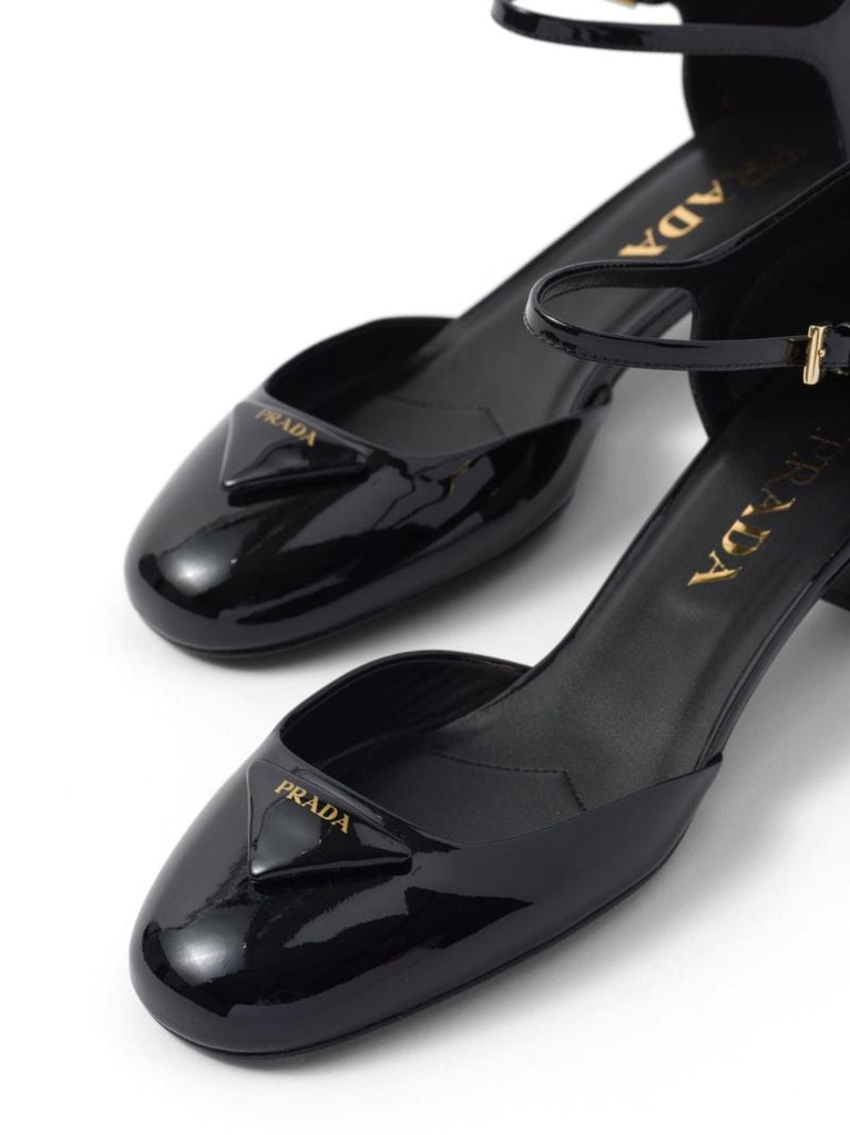 Black Triangle-logo 35 Leather Ballet Pumps