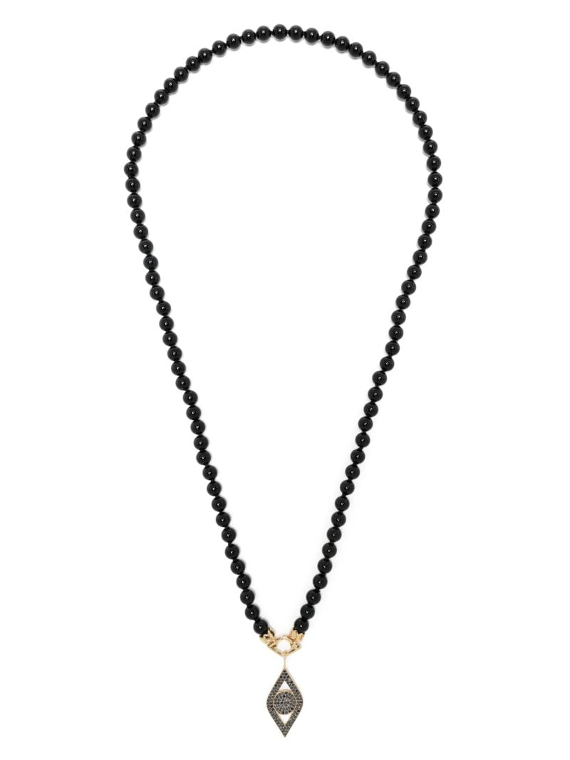 14k Yellow Gold Evil Eye Pearl Necklace