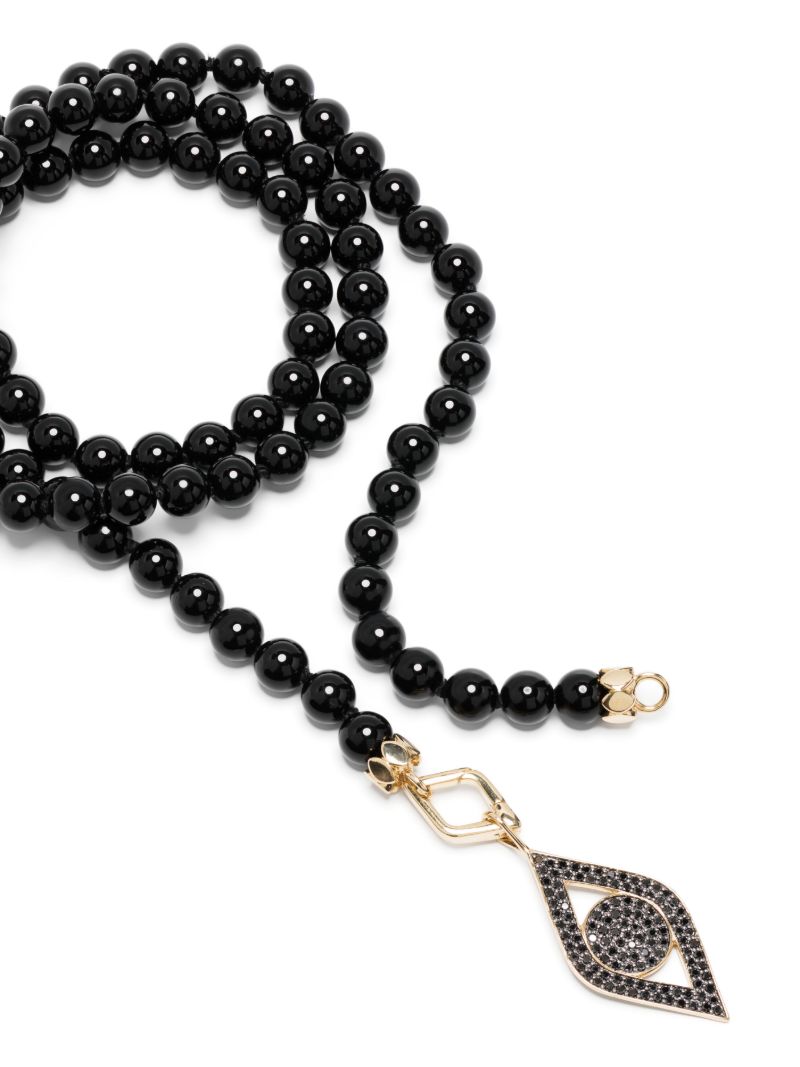 14k Yellow Gold Evil Eye Pearl Necklace
