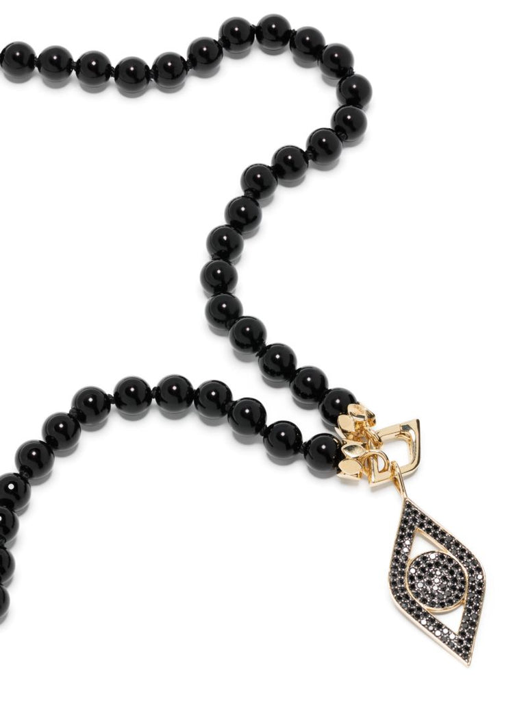 14k Yellow Gold Evil Eye Pearl Necklace